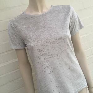 VINCE CRUSHED VELVET CREWNECK SILVER TEE